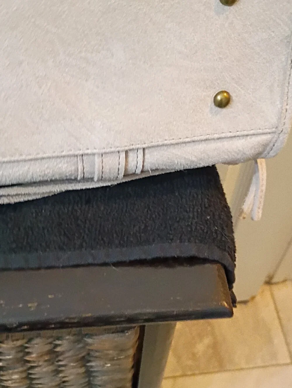 Neutral Leather Satchel with Detachable Strap by